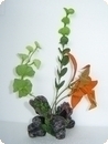 smf-aquaristik, Dekofels mit Seidenpflanzen S 12x7,5x7,5cm