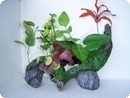smf-aquaristik, Dekofels mit Seidenpflanzen XL 30x16,5x21cm