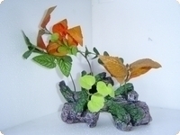 Dekofelsen mit Seidenpflanzen M 18,5x10,5x9,5cm